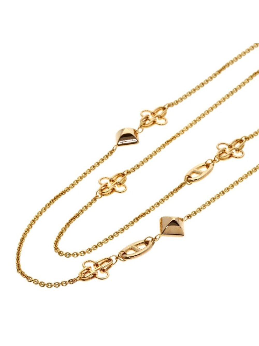 Hermes Ronde Multi Long Necklace 18K Pink Gold